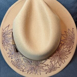 Hand burned fedora hat